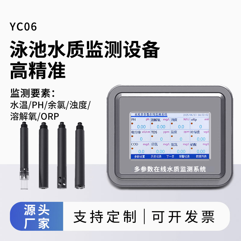 泳池水質(zhì)監(jiān)測參數(shù)（水溫、ph、余氯、濁度、溶解氧、orp）